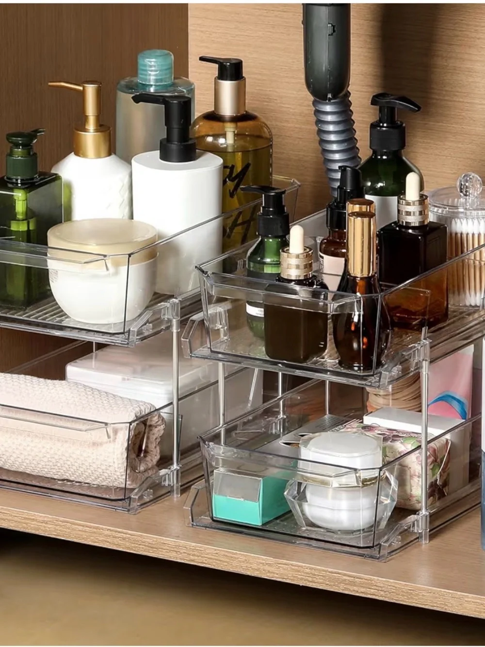 NEW! Set of 2 : Clear Stackable Drawer Storage Organizer